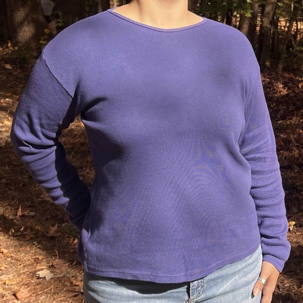 Michael Stars Womens Pullover Shirt Top Blue Crew Neck Long Sleeve Size OSFM